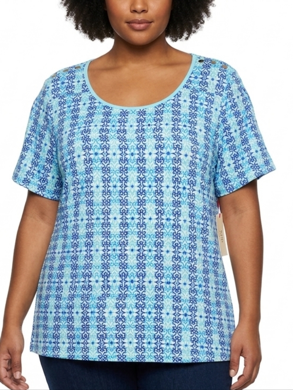 NWT Rafaella Blue & Teal Patterned Top (Runs Small)